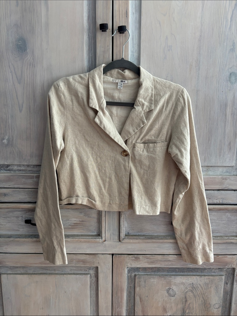Amuse Society Cropped Beige Blazer Jacket